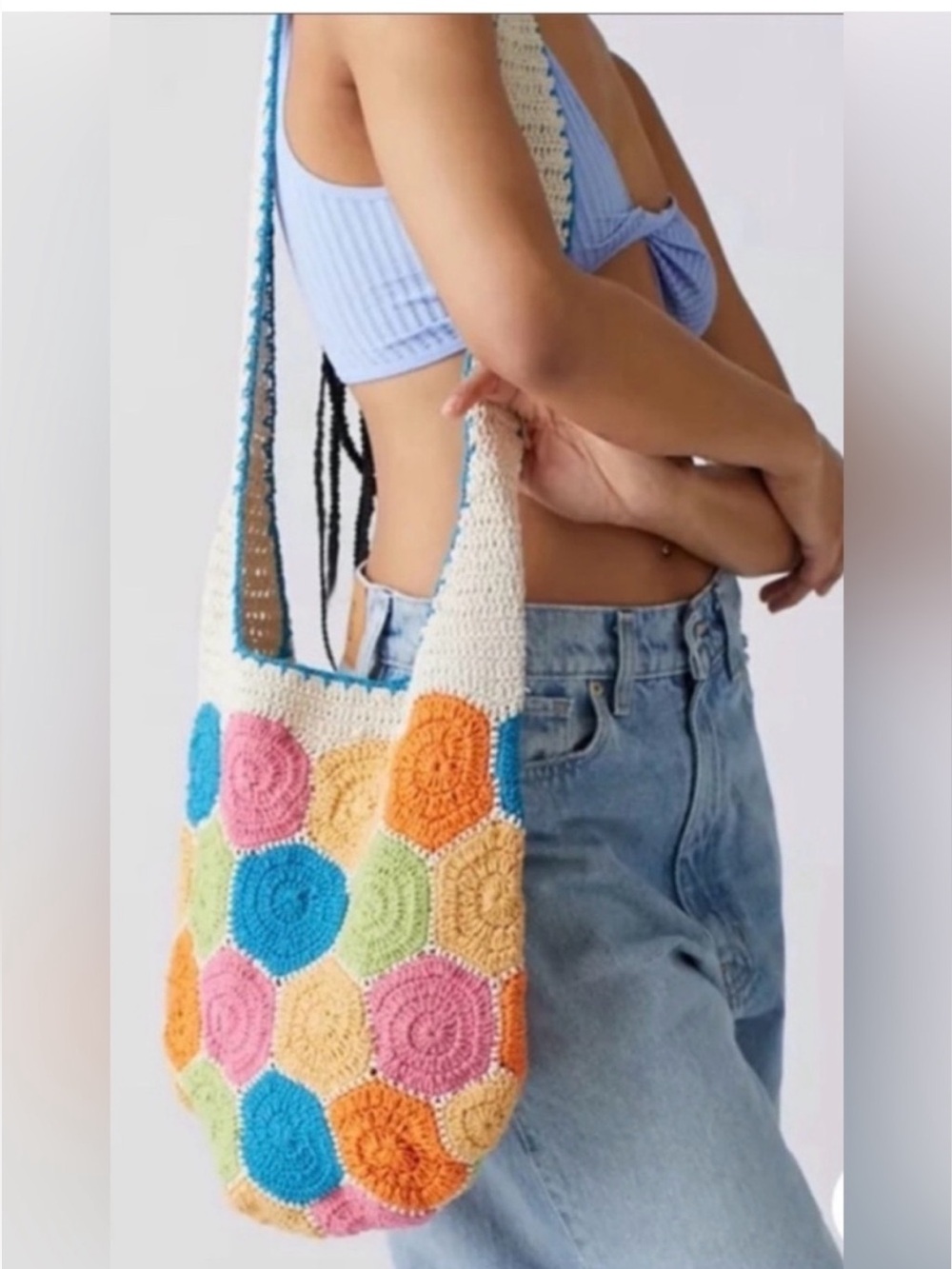 Urban Out Crochet Hexagon Patchwork Shoulder Bag